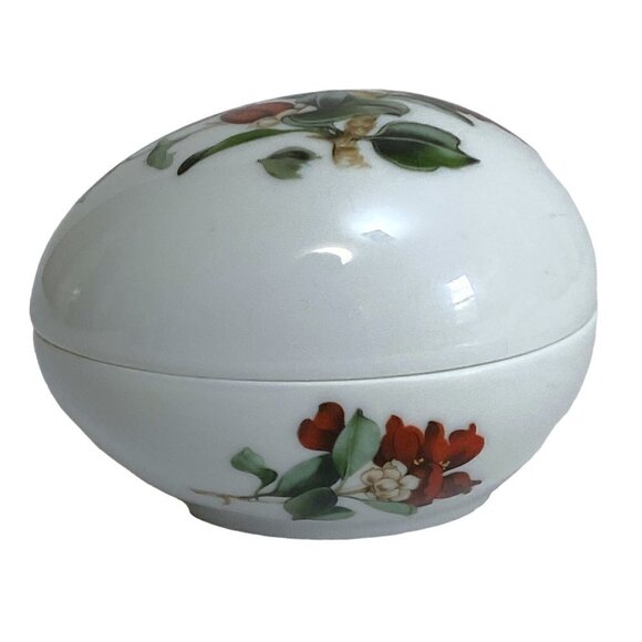 Limoges Porcelain Box Rochard France Red Poppies Egg Shape Trinket Box - Picture 6 of 15